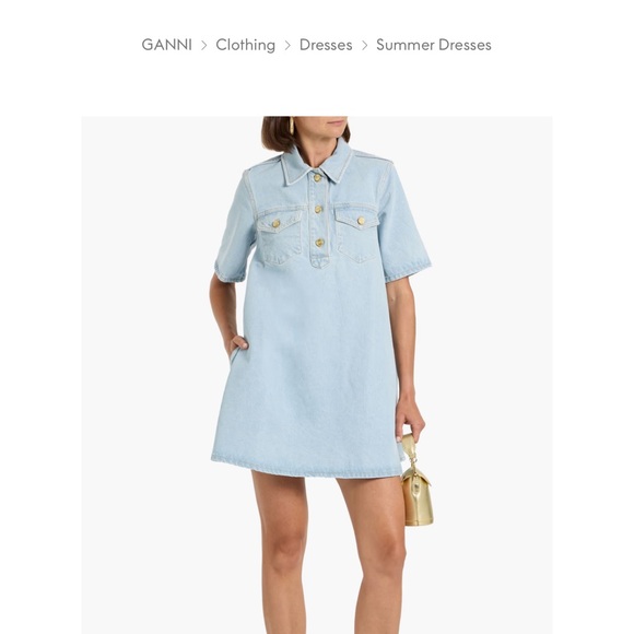 NWT Ganni Light Blue Denim Shirt dress - Picture 5 of 6